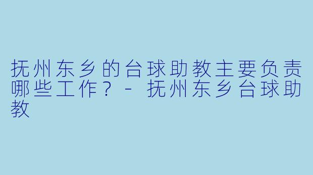 抚州东乡的台球助教主要负责哪些工作?-抚州东乡台球助教