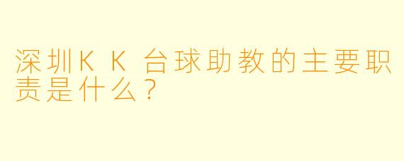 深圳KK台球助教的主要职责是什么？