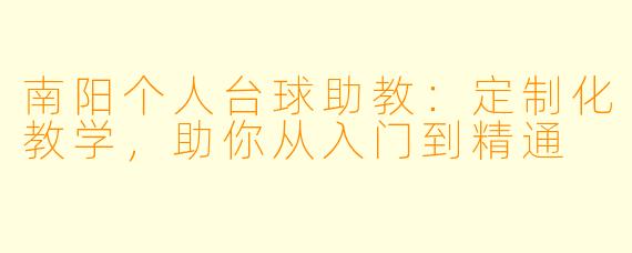 南阳个人台球助教:定制化教学,助你从入门到精通
