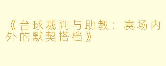 《台球裁判与助教:赛场内外的默契搭档》