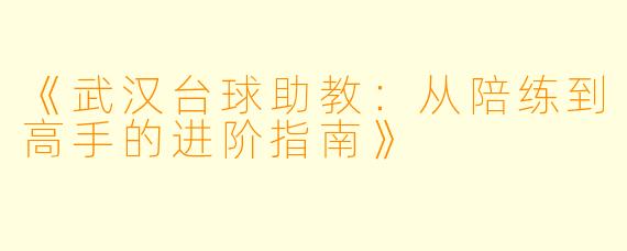 《武汉台球助教:从陪练到高手的进阶指南》