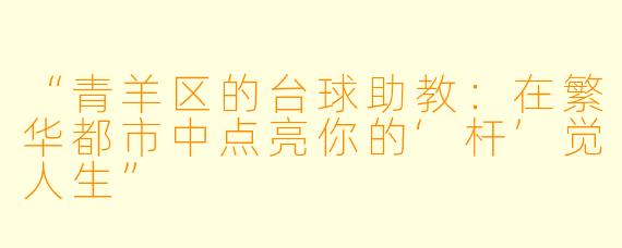 “青羊区的台球助教:在繁华都市中点亮你的‘杆’觉人生”