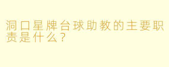 洞口星牌台球助教的主要职责是什么？