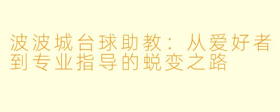 波波城台球助教:从爱好者到专业指导的蜕变之路