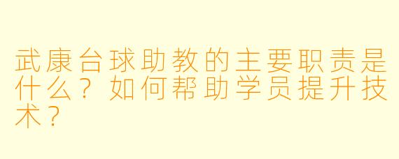 武康台球助教的主要职责是什么？如何帮助学员提升技术？