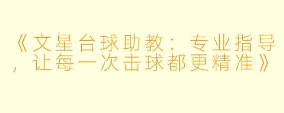 《文星台球助教:专业指导,让每一次击球都更精准》
