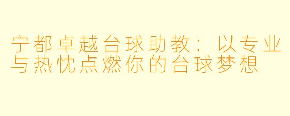 宁都卓越台球助教:以专业与热忱点燃你的台球梦想