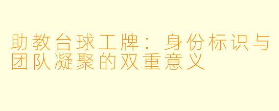 助教台球工牌:身份标识与团队凝聚的双重意义
