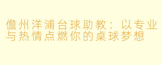 儋州洋浦台球助教:以专业与热情点燃你的桌球梦想
