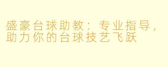 盛豪台球助教：专业指导，助力你的台球技艺飞跃