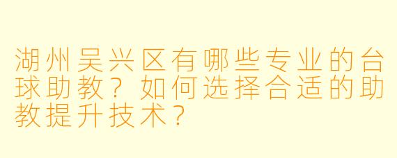 湖州吴兴区有哪些专业的台球助教?如何选择合适的助教提升技术?