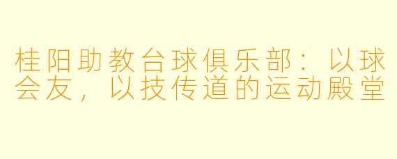 桂阳助教台球俱乐部:以球会友,以技传道的运动殿堂