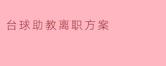 台球助教离职方案