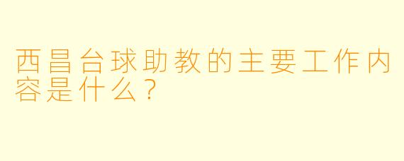 西昌台球助教的主要工作内容是什么？