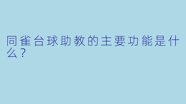 同雀台球助教的主要功能是什么？
