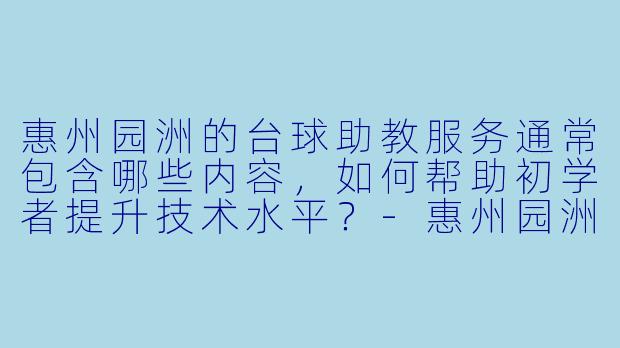 惠州园洲的台球助教服务通常包含哪些内容，如何帮助初学者提升技术水平？-惠州园洲台球助教