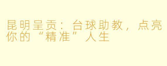 昆明呈贡：台球助教，点亮你的“精准”人生