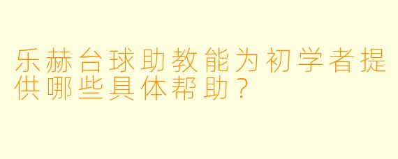 乐赫台球助教能为初学者提供哪些具体帮助？