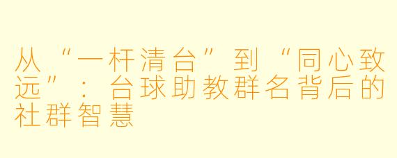 从“一杆清台”到“同心致远”：台球助教群名背后的社群智慧
