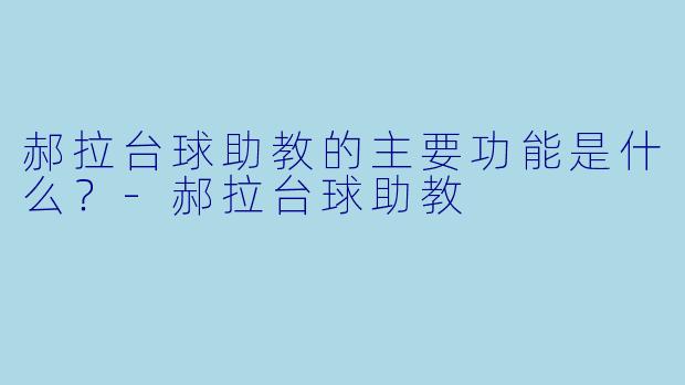 郝拉台球助教的主要功能是什么？