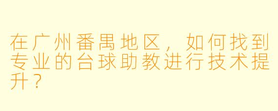 在广州番禺地区，如何找到专业的台球助教进行技术提升？
