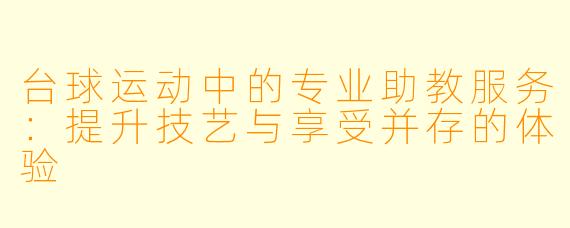 台球运动中的专业助教服务：提升技艺与享受并存的体验