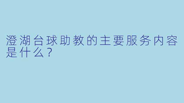 澄湖台球助教的主要服务内容是什么？
