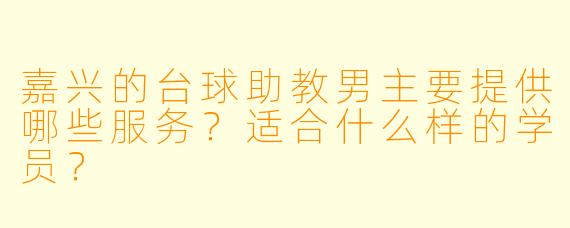 嘉兴的台球助教男主要提供哪些服务？适合什么样的学员？