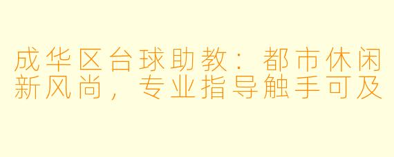 成华区台球助教：都市休闲新风尚，专业指导触手可及