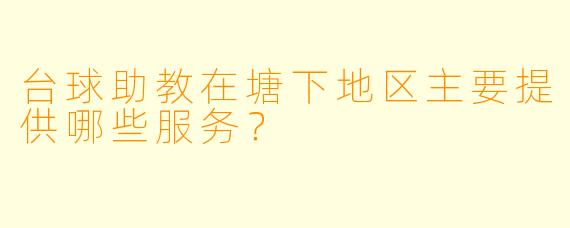 台球助教在塘下地区主要提供哪些服务？