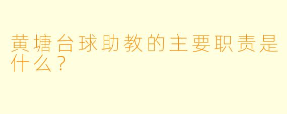 黄塘台球助教的主要职责是什么？