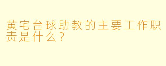 黄宅台球助教的主要工作职责是什么？