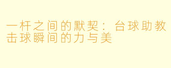 一杆之间的默契:台球助教击球瞬间的力与美