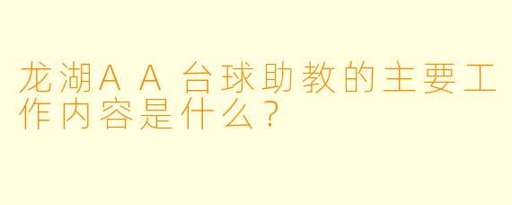 龙湖AA台球助教的主要工作内容是什么？
