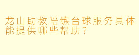龙山助教陪练台球服务具体能提供哪些帮助？