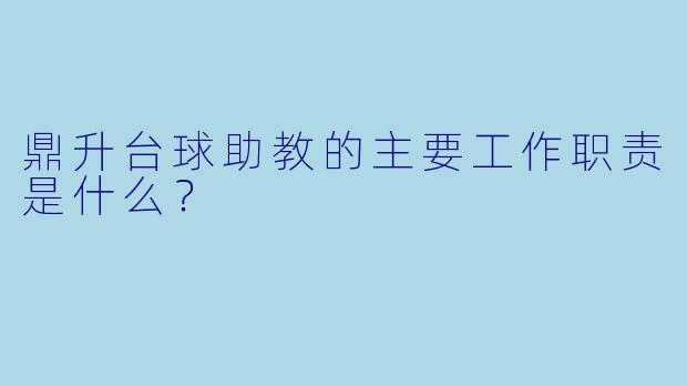 鼎升台球助教的主要工作职责是什么？