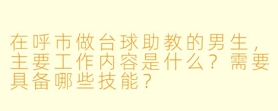 在呼市做台球助教的男生，主要工作内容是什么？需要具备哪些技能？