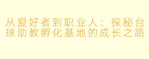 从爱好者到职业人：探秘台球助教孵化基地的成长之路