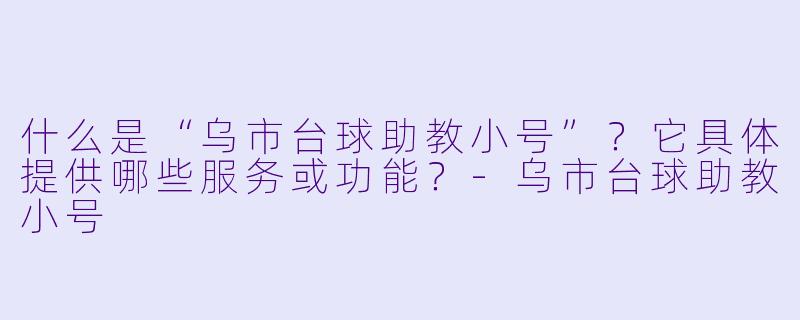 什么是“乌市台球助教小号”？它具体提供哪些服务或功能？-乌市台球助教小号
