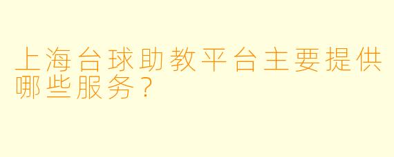 上海台球助教平台主要提供哪些服务?
