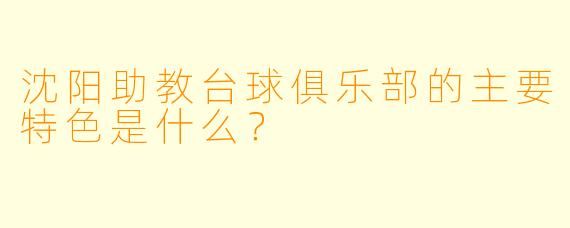 沈阳助教台球俱乐部的主要特色是什么？