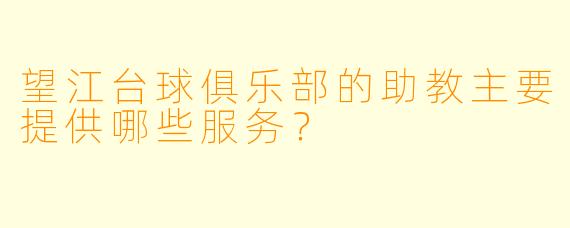 望江台球俱乐部的助教主要提供哪些服务？