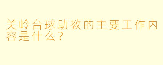 关岭台球助教的主要工作内容是什么？